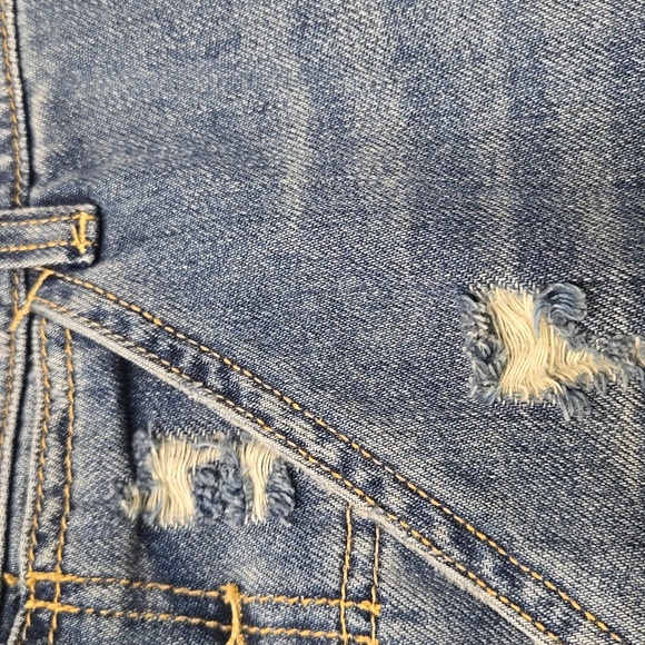 Free People/We the Free Baxter Medium Wash Distressed Denim Jumper Dress… - Picture 3 of 11